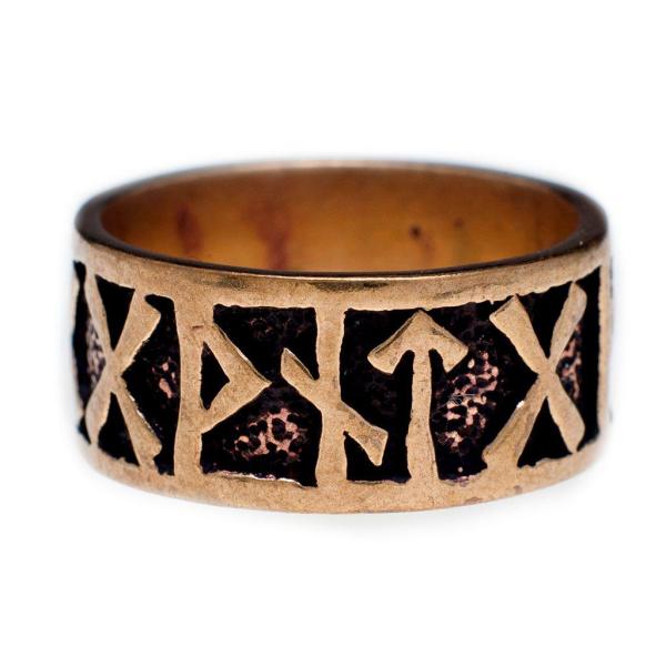 Wikinger Ring FUTHARK 9 mm Vikings Runen-Ring Bronze