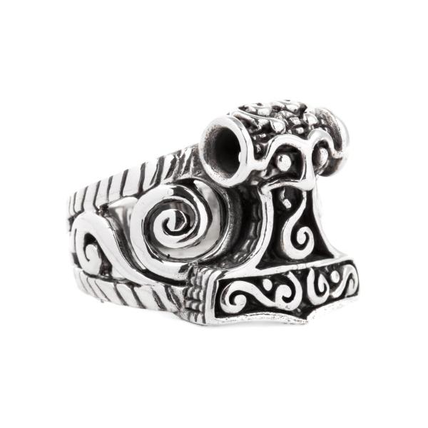 Wikinger Ring THORWALL 21 mm Nordic Thorshammer Silber