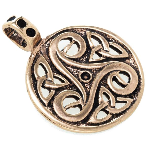 Schmuck Anhänger DEVYN Ø 3.1 cm Triskele Celtic Vintage Bronze