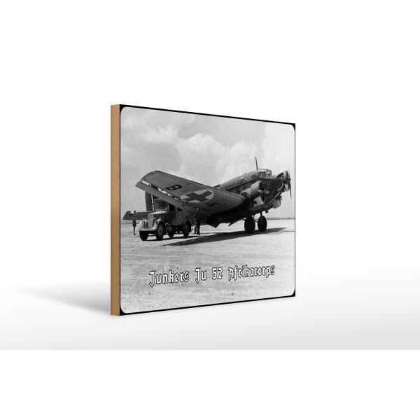 Holzschild 20x30cm Historisch Luftwaffe Junkers Ju 52 Afrikacorps Flugzeug Deutschland