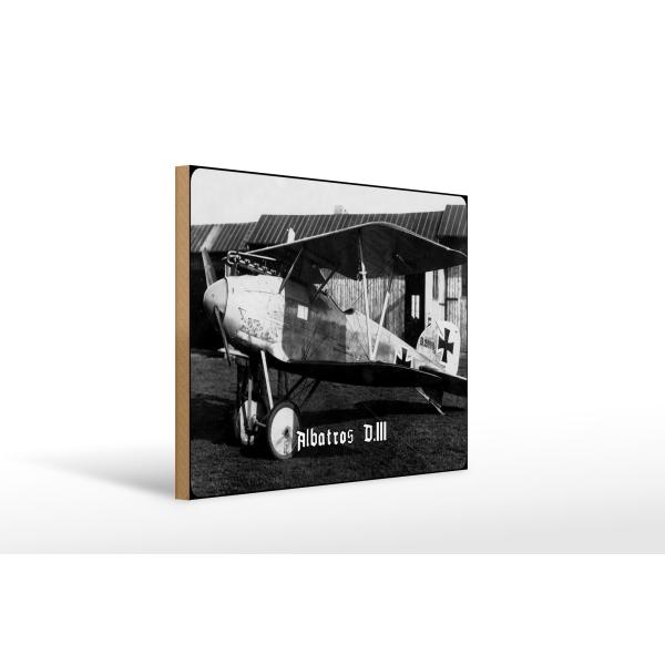 Holzschild 20x30cm Doppeldecker Jagdflugzeug Albatros D.III 1917 Flugzeug Geschenk