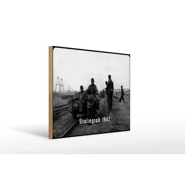 Holzschild 12x18cm Historisch Kradschützen Stalingrad 1942 Deutschland