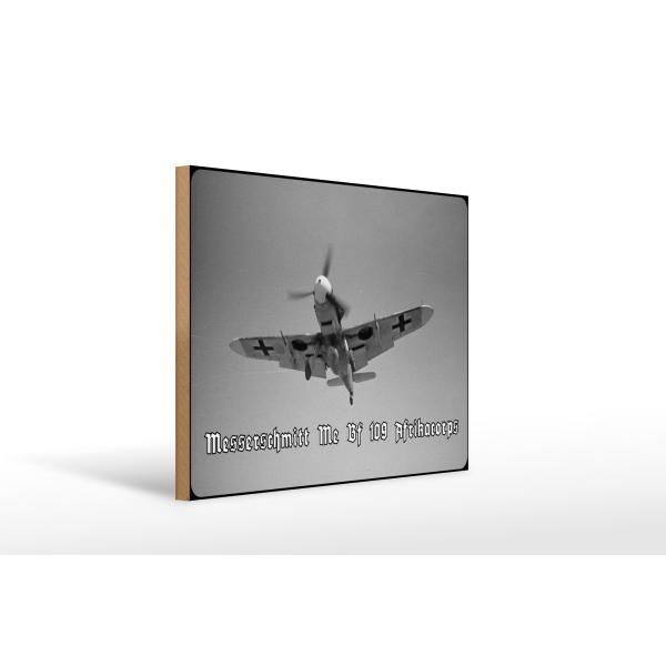 Holzschild 12x18cm Historisch Messerschmitt Me Bf 109 Afrikacorps Flugzeug Deutschland