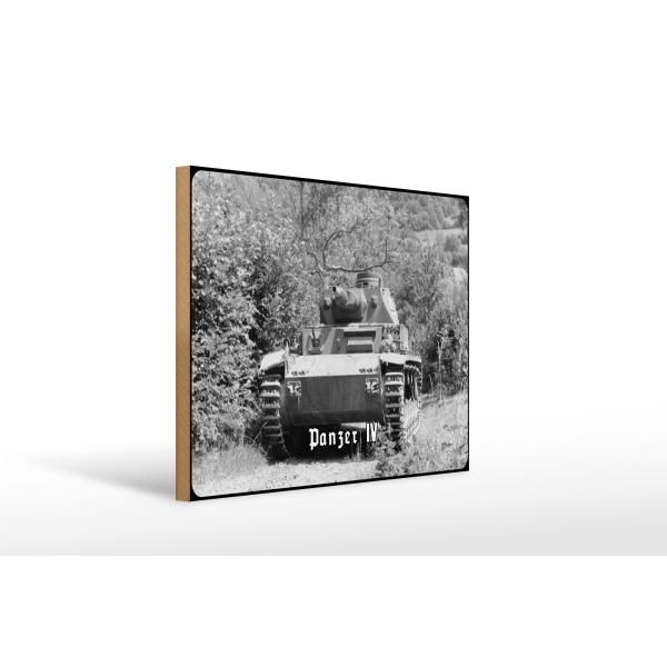 Holzschild 12x18cm Historisch Panzer IV im Gelände Deutschland