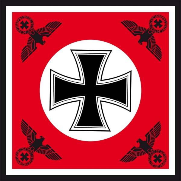 DR- Eisernes Kreuz mit vier Reichsadlern rot 120x120 cm