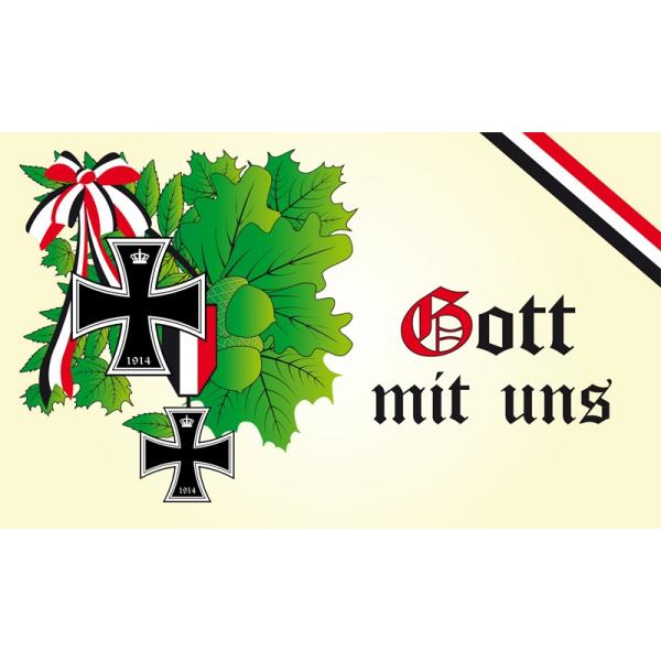 DR- Gott mit uns 3 Eichenlaub Flagge 90x150 cm