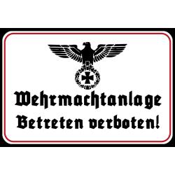 Blechschild - Wehrmachtsanlage - historisch