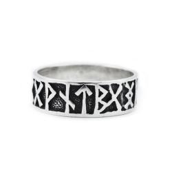 Wikinger Ring FUTHARK 9 mm Wikingerschmuck Bandring Runen Silber