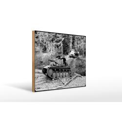 Holzschild 20x30cm Historisch Panzer I und II Waldweg Deutschland