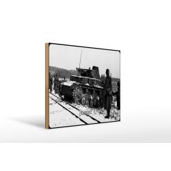 Holzschild 30x40cm Historisch Panzer IV Winter Infanterie Deutschland