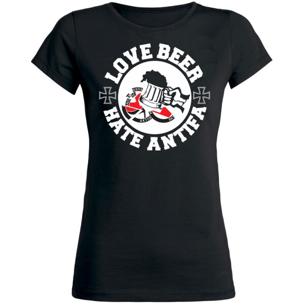 Love Beer - Hate Antifa Girly schwarz L