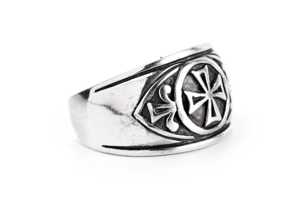 Mittelalter-Ring ISIAS 12 mm Siegelring der Tempelritter Silber 20 / 62
