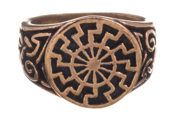 Siegelring SCHWARZE SONNE 11 mm Sonnenring Vintage Bronze 18,5/58