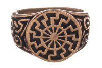Siegelring SCHWARZE SONNE 11 mm Sonnenring Vintage Bronze...