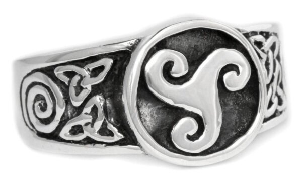 Celtic Siegel Ring TORIAN 11 mm Keltische Triskele Vintage Silber 20,5/64