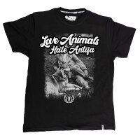 T-SHIRT "LOVE ANIMALS - HATE ANTIFA" SCHWARZ 3XL