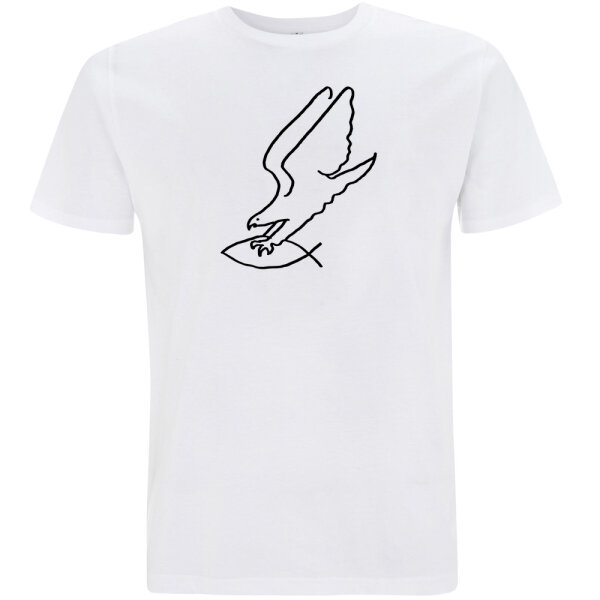 ADLER GREIFT FISCH T-Shirt weiß