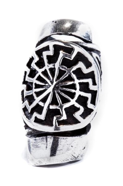 Große Haarperle Bartschmuck Schwarze Sonne SILBER