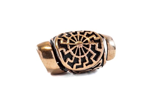 Große Haarperle Bartschmuck Schwarze Sonne BRONZE