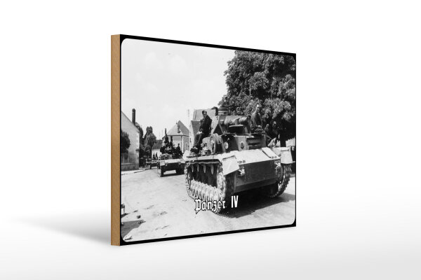 Holzschild 12x18cm Historisch Panzer IV Kolonne Deutschland