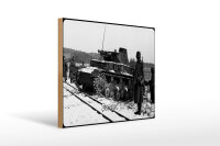Holzschild 12x18cm Historisch Panzer IV Winter Infanterie...