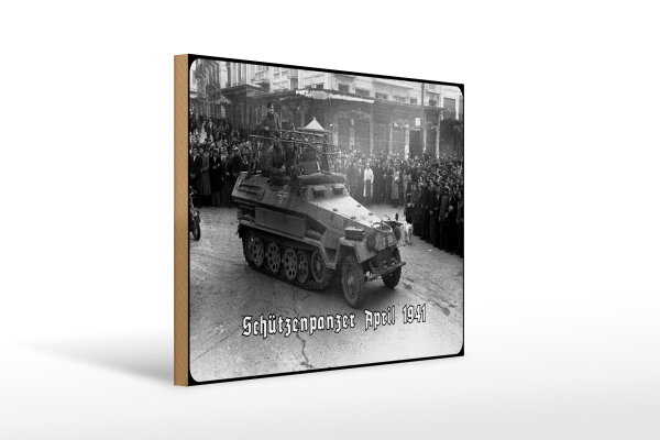 Holzschild 12x18cm Historisch Schützenpanzerwagen SdKfz 251 Deutschland