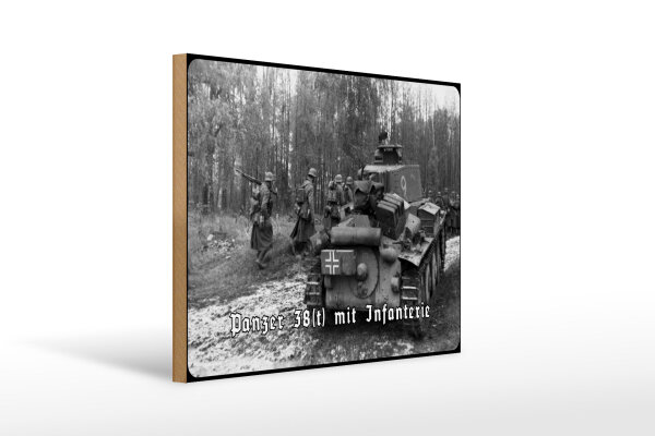 Holzschild 12x18cm Historisch Panzer 38(t) Infanterie Deutschland