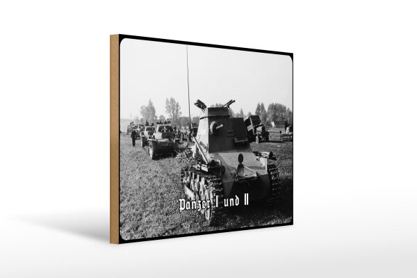 Holzschild 12x18cm Historisch Panzer I und II Deutschland