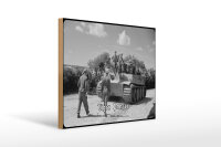 Holzschild 12x18cm Historisch Panzer VI Tiger Soldaten...