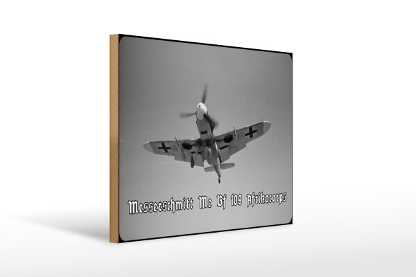 Holzschild 12x18cm Historisch Messerschmitt Me Bf 109 Afrikacorps Flugzeug Deutschland