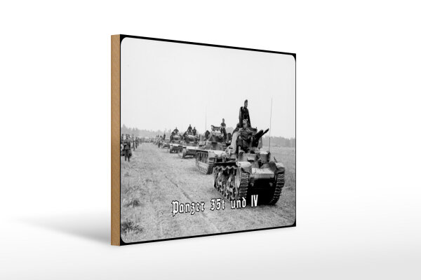 Holzschild 12x18cm Historisch Panzer 35 (t) und Panzer IV Deutschland