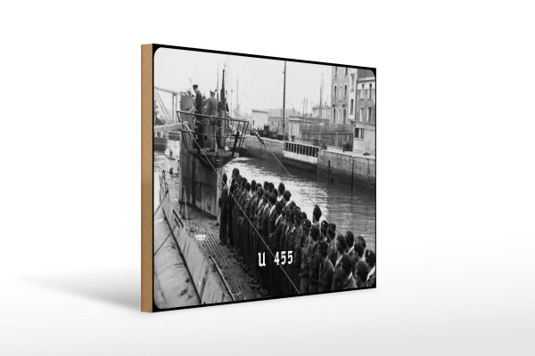 Holzschild 12x18cm Historisch Deutsche Marine U-Boot U 455 Deutschland