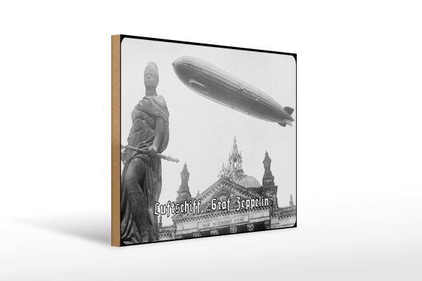 Holzschild 12x18cm Luftschiff GRAF Zeppelin über dem Reichstag Deutschland