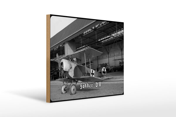Holzschild 12x18cm Doppeldecker Jagdflugzeug Fokker D.II Flugzeug Deutschland