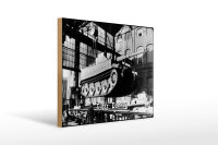 Holzschild 12x18cm Historisch Panzer VI Tiger Verladung...