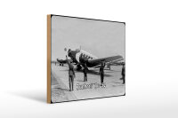 Holzschild 12x18cm Flugzeug Junkers Ju 52 Rollfeld...