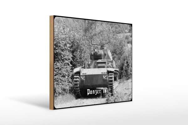 Holzschild 12x18cm Historisch Panzer IV im Gelände Deutschland
