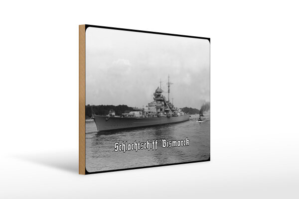 Holzschild 12x18cm Historisch Deutsche Marine Schlachtschiff Bismarck Deutschland