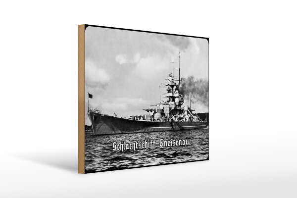 Holzschild 12x18cm Historisch Deutsche Marine Schlachtschiff Gneisenau