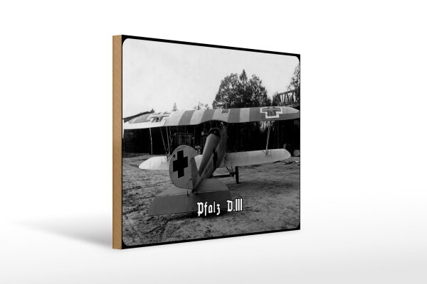 Holzschild 12x18cm Doppeldecker Jagdflugzeug Pfalz D.III 1917 Flugzeug Deutschland