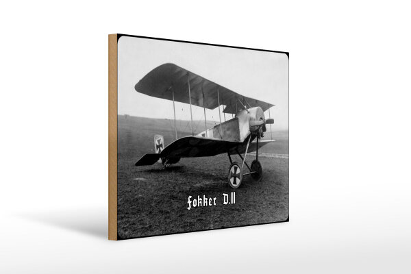 Holzschild 12x18cm Doppeldecker Jagdflugzeug Fokker D.II Rollfeld Flugzeug Deutschland