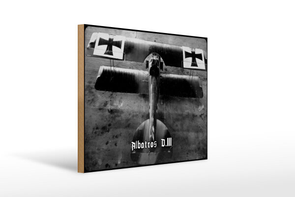 Holzschild 12x18cm Doppeldecker Jagdflugzeug Albatros D.III 1917 Flugzeug