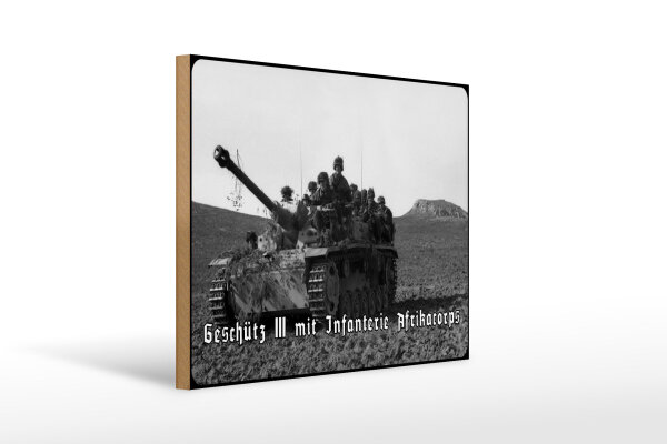 Holzschild 30x40cm Historisch Geschütz III Sturmgeschütz Infanterie Deutschland