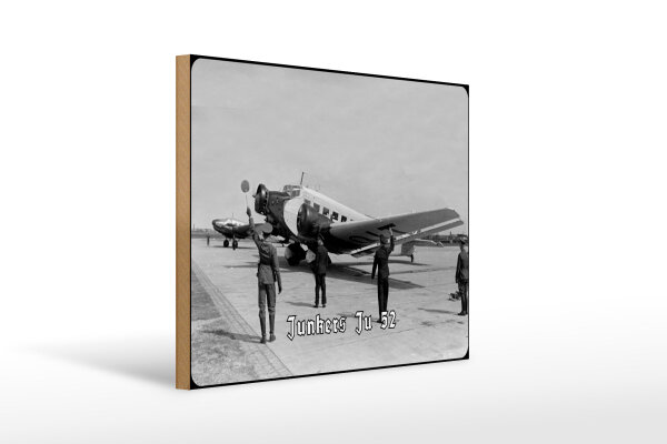 Holzschild 30x40cm Flugzeug Junkers Ju 52 Rollfeld Flugzeug Deutschland