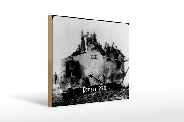 Holzschild 30x40cm Deutscher Panzer A7V Wotan 1916 Besatzung Deutschland