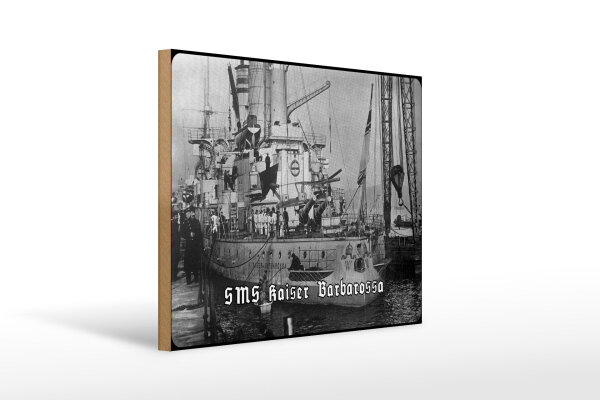 Holzschild 20x30cm Kaiserliche Marine Linienschiff SMS Kaiser Barbarossa Deutschland
