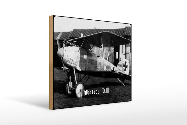Holzschild 20x30cm Doppeldecker Jagdflugzeug Albatros D.III 1917 Flugzeug Geschenk